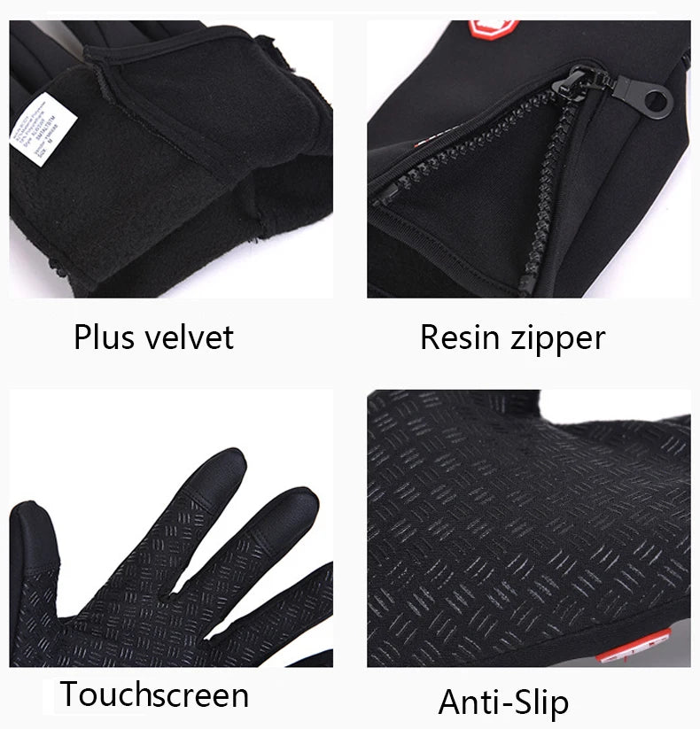 2024 Winter Warm Touchscreen Men's Gloves Sports Fishing Waterproof Ski Army Bike Snowboard Skis Skid Zipper Ladies Gloves