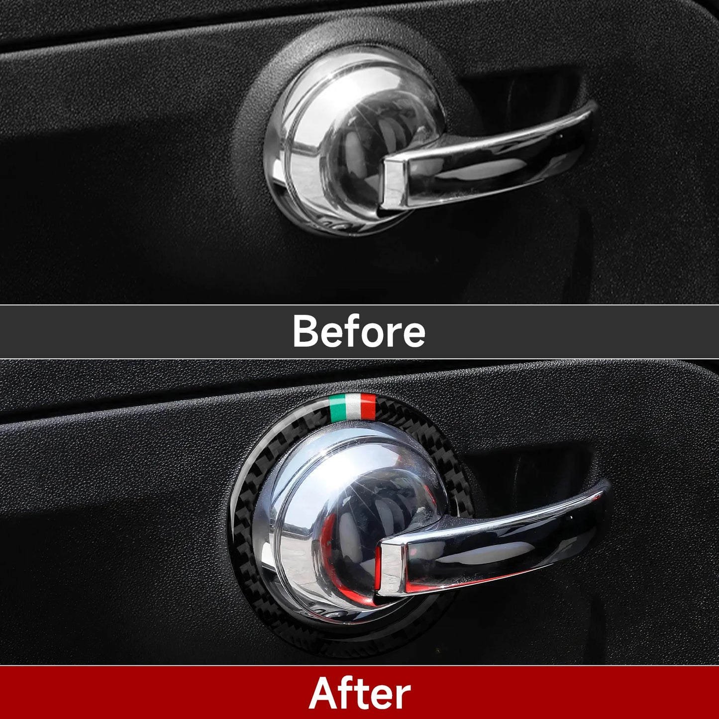 Car Inner Door Bowl Decorative Strip For Fiat Abarth 500 500C 500e 595 595C 695C Carbon Fiber Interior Sticker Car Accessories