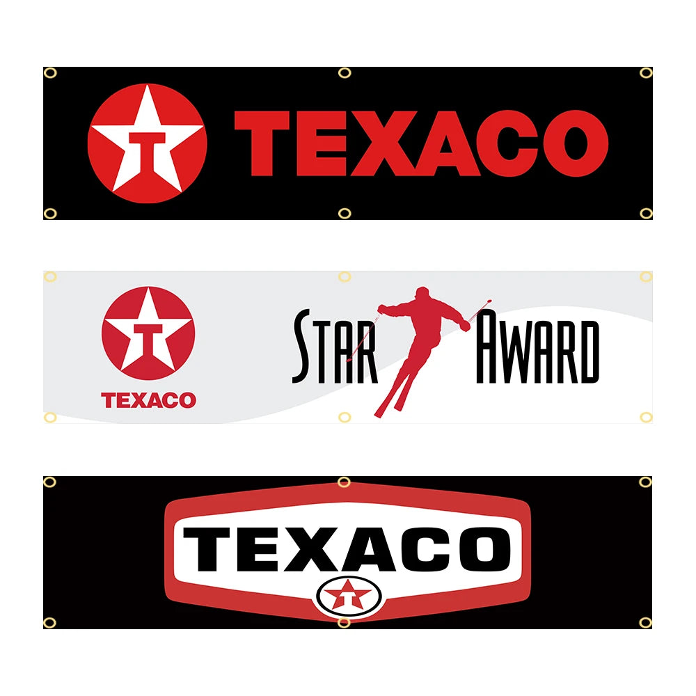 60X240cm Texacos Gas Oil Banner Flag Polyester Printed Garage or Outdoor Decoration Tapestry