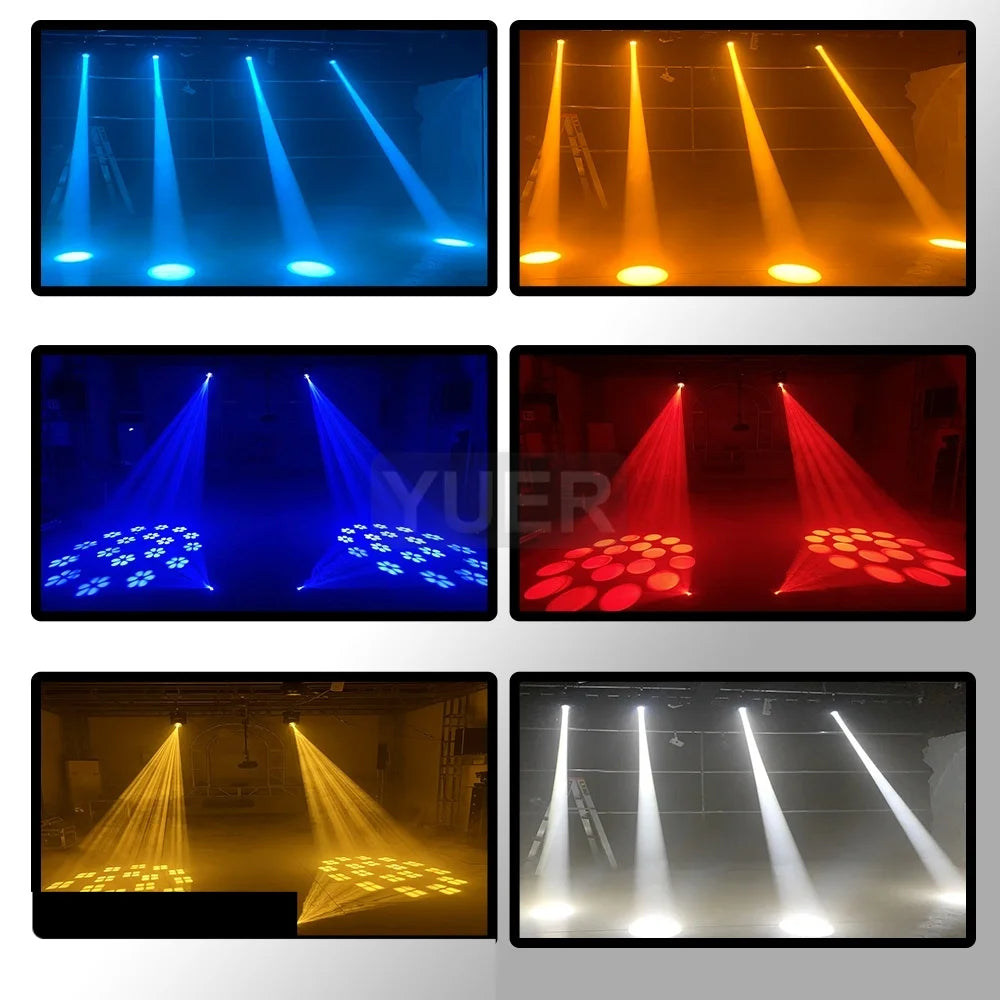 YUER Mini LED Moving Head 150W Beam Spot 18 Rotating Prisms Dmx Stage Effect Light Disco Dj Bar Wedding Club Music Party Indoor