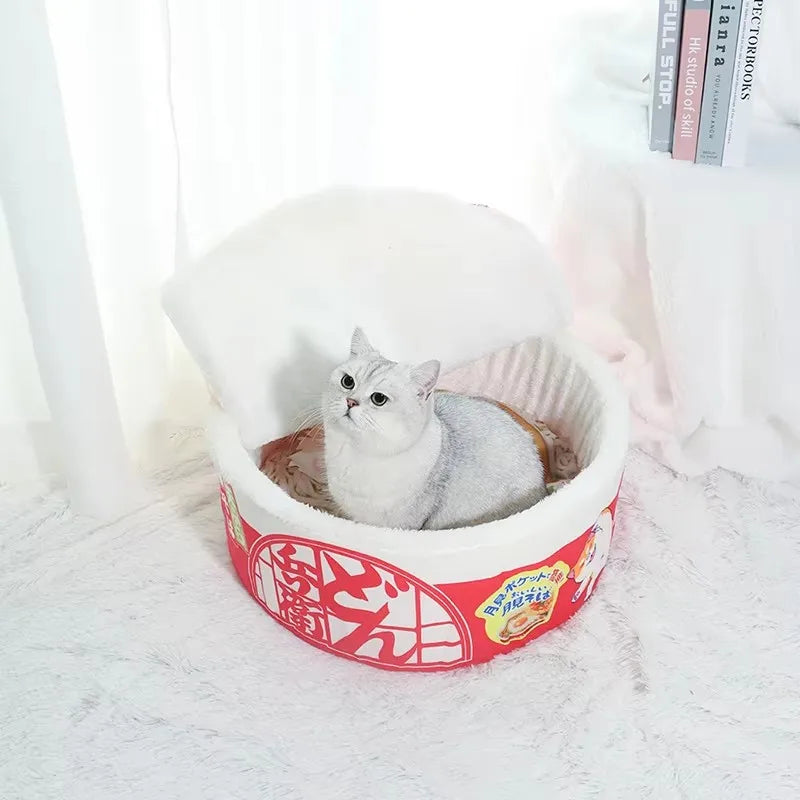 Pet Dog Cat House Kennel Super Large Instant Noodle Warm Dog Cat Nest Beds Cushion Udon Cup Noodle Pet Bed Cozy Nest