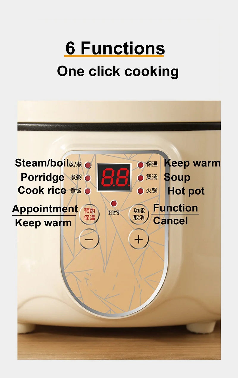 2.5L Home Multifunctional Electric Saute Pot Smart Non-stick With Steamer Rice Cooker Large Capacity Electric Hot Pot 220V