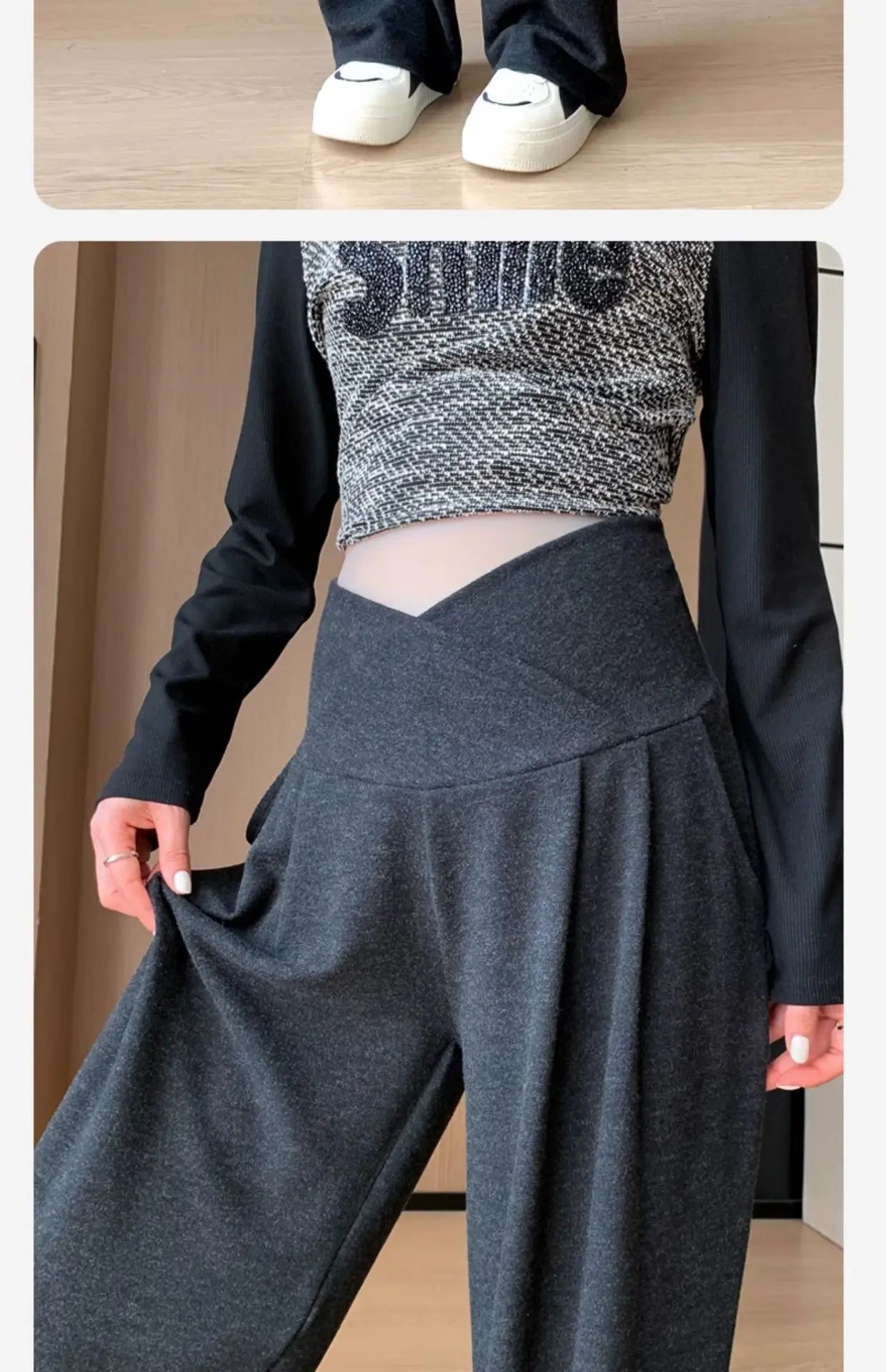 Maternity Pants Spring and Fall Wide-Legged Pants Low-Waisted Glutinous Pants Small Casual Straight Pants Maternity Clothing