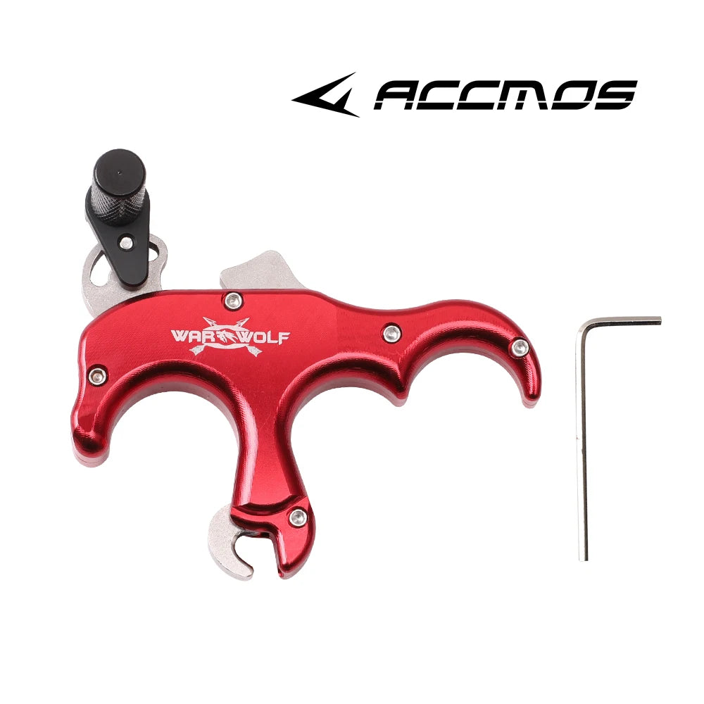 Handheld Aluminum Alloy 3 fingers Automatic Grip Caliper Release Aid Thumb Dispenser Archery Compound Bow Shooting Hunting