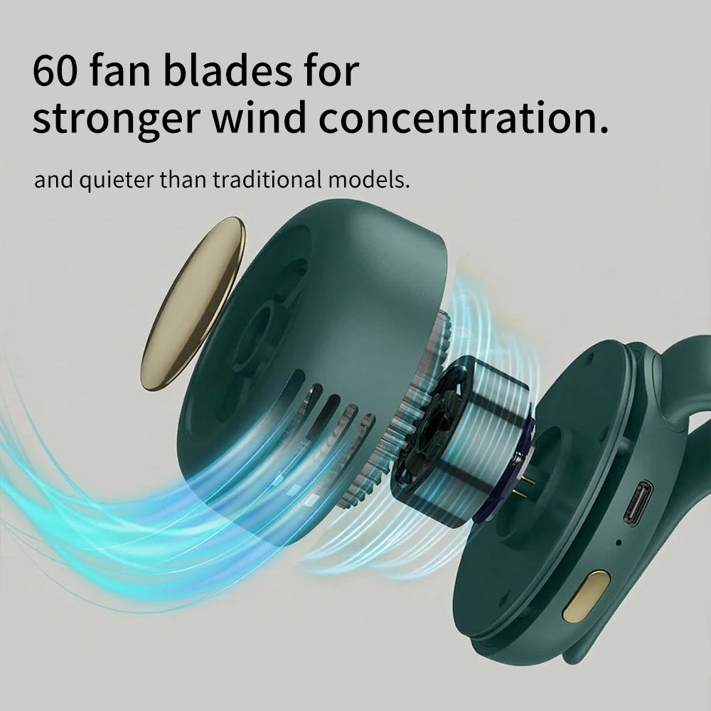 Portable Silent Mini Bladeless Fan Clip On Adjustable 3-Speed Suspended Whirlwind Fans For Outdoor & Travel & Office
