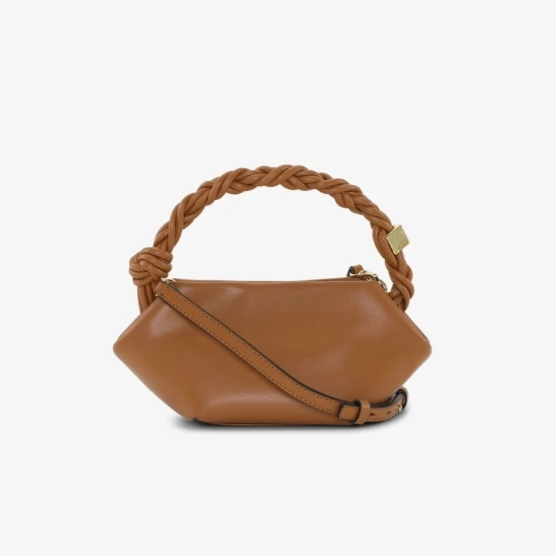 New Luxury Designer Mini Handbag, Spacious Knotted Crossbody Bag For Women, Solid Color and Crocodile Pattern Shoulder Bag