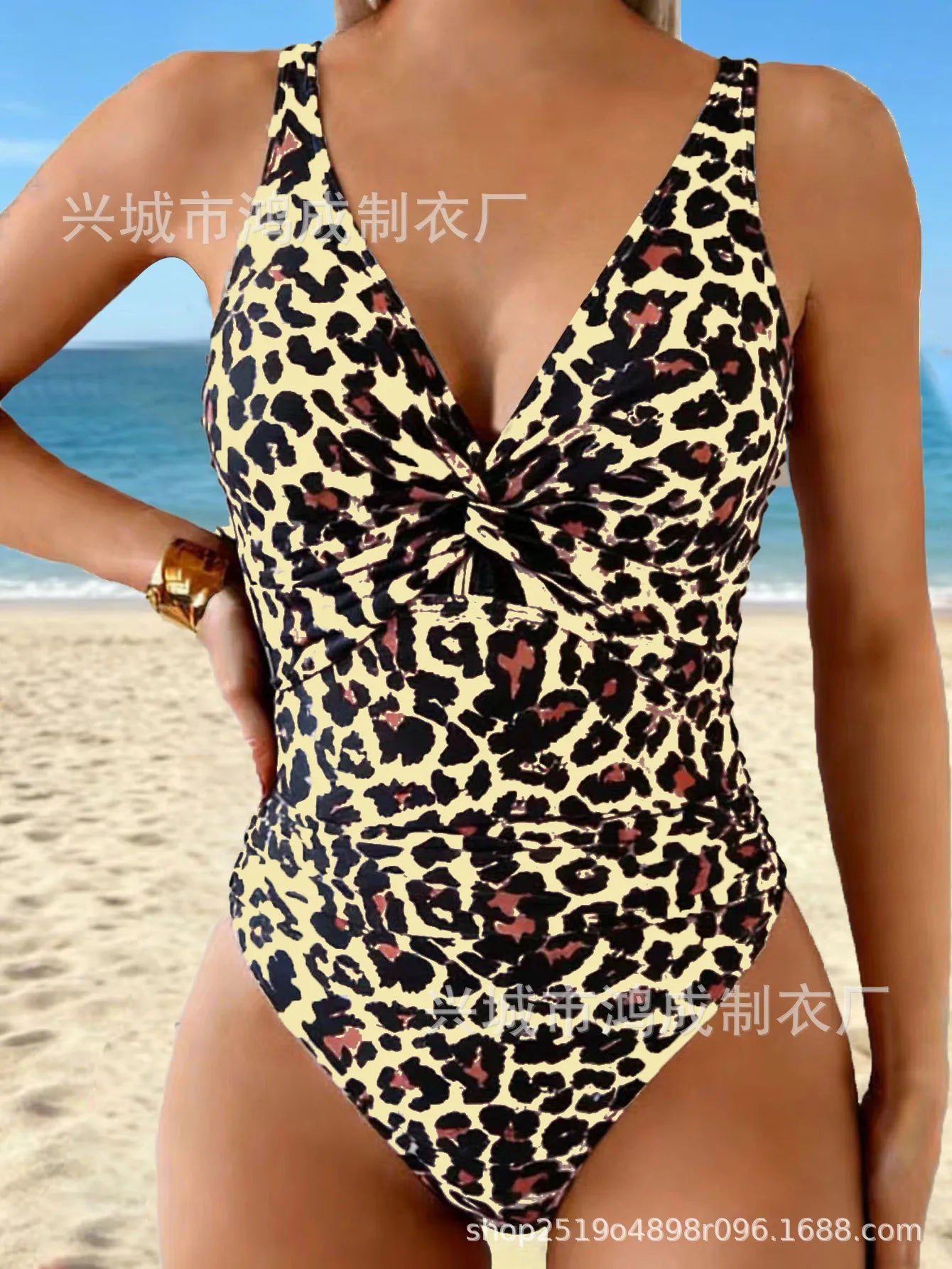 Fashionable Women's One-Piece Swimsuit Tummy Control Trendy Swimwear Cross-Border 2026 New Style Pure Color No Sleeve