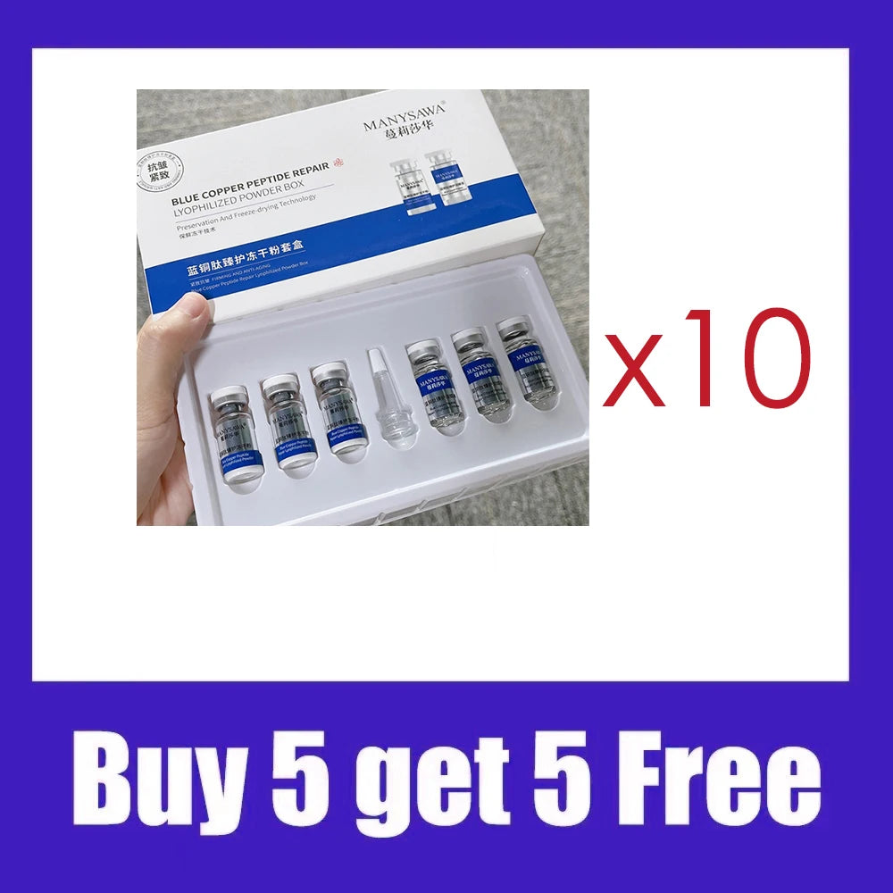 Blue Copper Peptide Repair Lyophilized Powder Box Freeze-dried Firming Essence Anti Aging Shrinks Pores Face Serum Skin Care Set