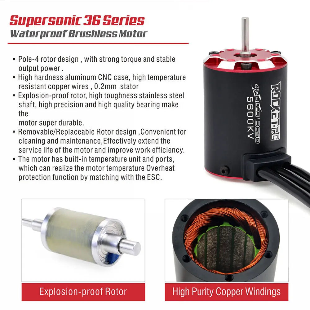 RC motor Rocket V2 supersonic Brushless Motor w/ Temp Sensor 3650 3660 3665 3670 3674 for 1/8 1/10 RC Car