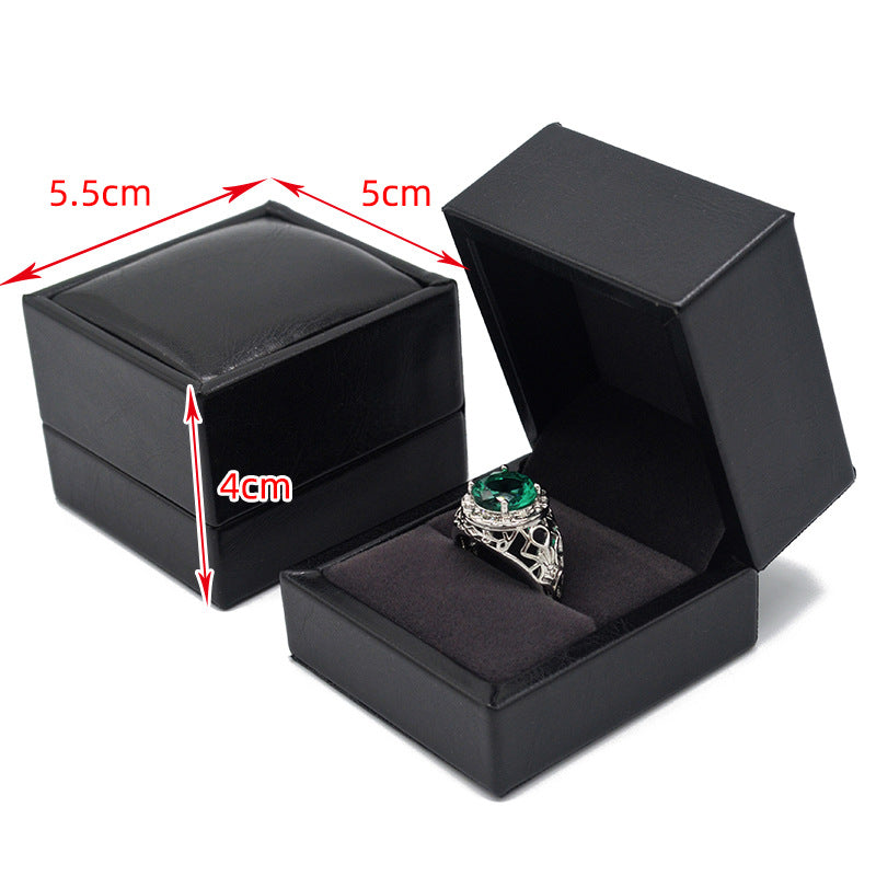 Black PU Leather Ring Box Jewelry Packing Box Necklace Pendant Bracelet Gift Box Earrings Necklace Bracelet Packing Set