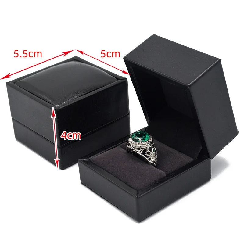Black PU Leather Ring Box Jewelry Packing Box Necklace Pendant Bracelet Gift Box Earrings Necklace Bracelet Packing Set