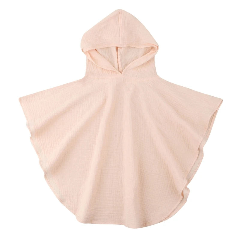 Pure Cotton Baby Towel Solid Color Muslin Baby Hooded Bath Towel Kids Newborn Swim Beach Bathrobe Quick Dry Facecloth Baby Stuff