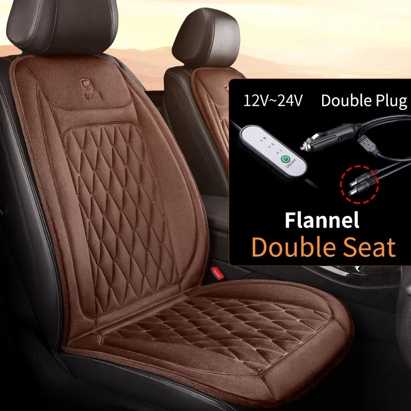 New Heated Car Seat Cover 12-24v Fast Car Seat Heater Cloth/Flannel Heated Car Seat Protector 25W Seat Heating Cover Car Seat