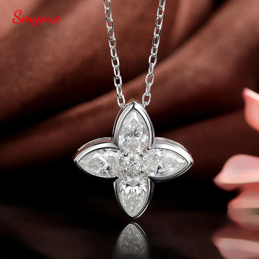Smyoue Pear Cut 4*6mm Moissanite Necklace Pendant for Women Classic 5 Gems Luxury Jewelry S925 Sterling Silver Plated 18K Chain