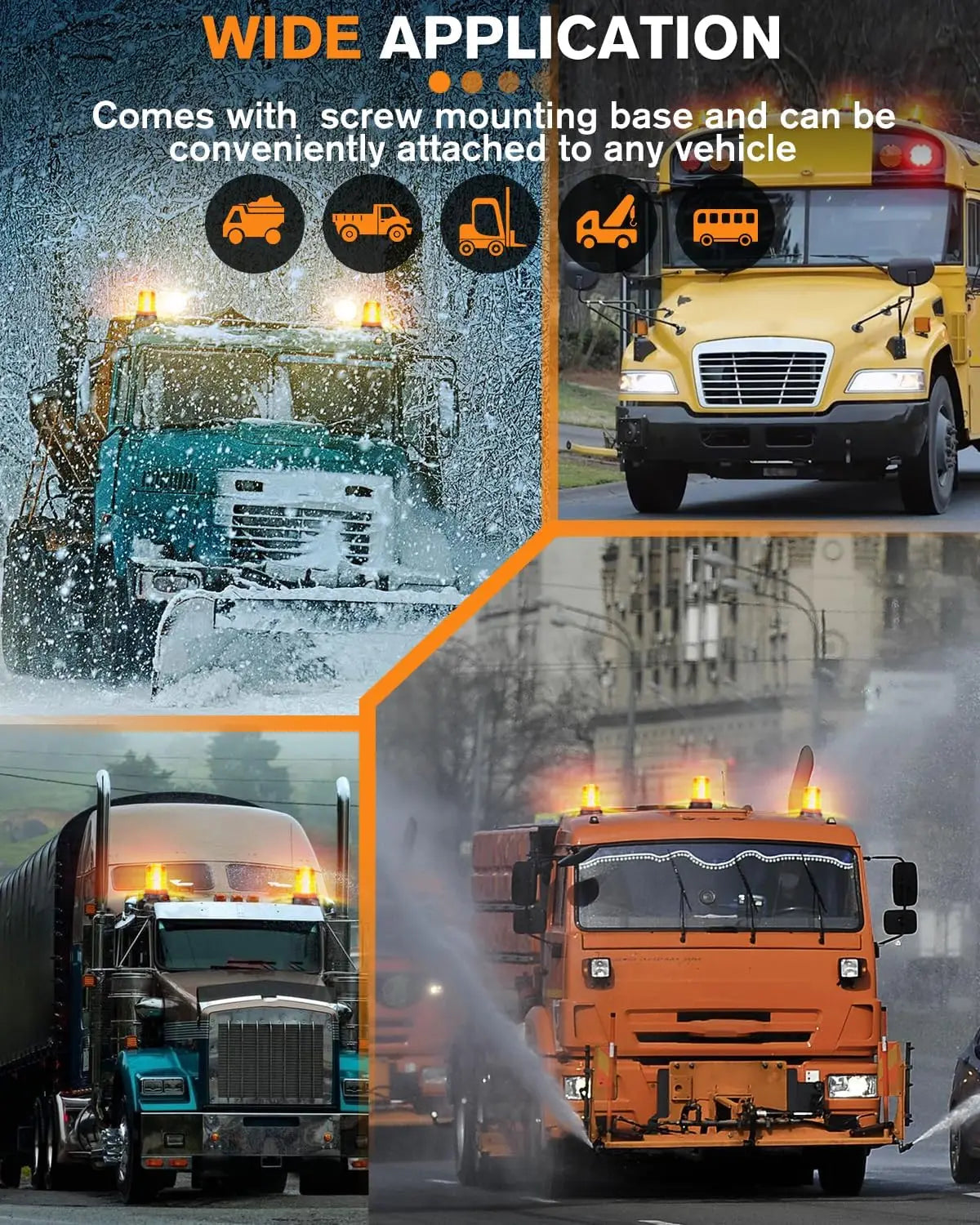 Yellow LED Strobe Lights for Forklift Golf Car Trucks Tractor Roof Warning Signal Flasher Lamp Emergency Flashing Safety Beacon