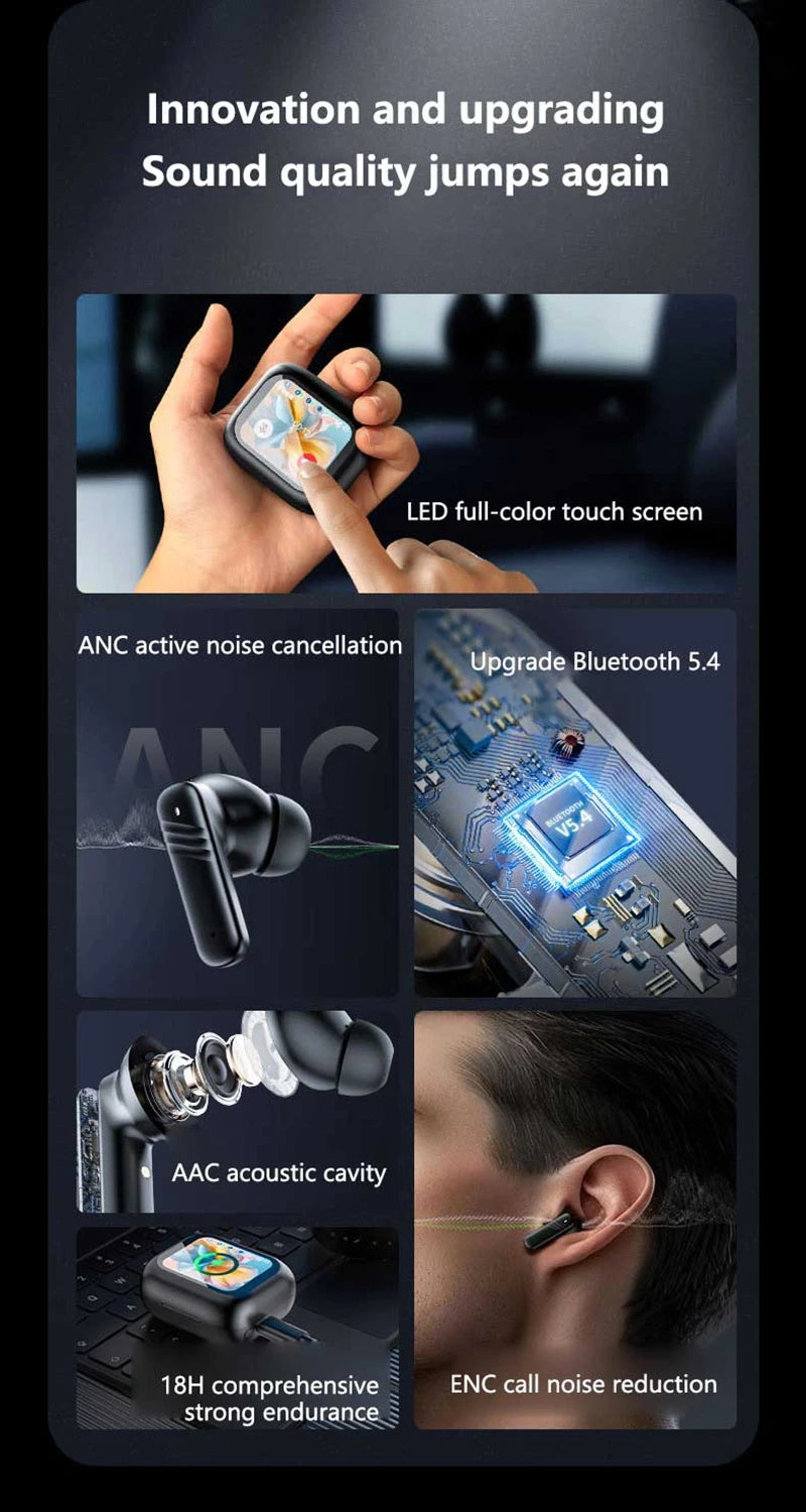 Xiaomi Full In Touch Screen Headphone ANC ENC LX10 Bluetooth 5.4 Noise Cancelling Earphone Wireless In Ear Earbuds With Mic New