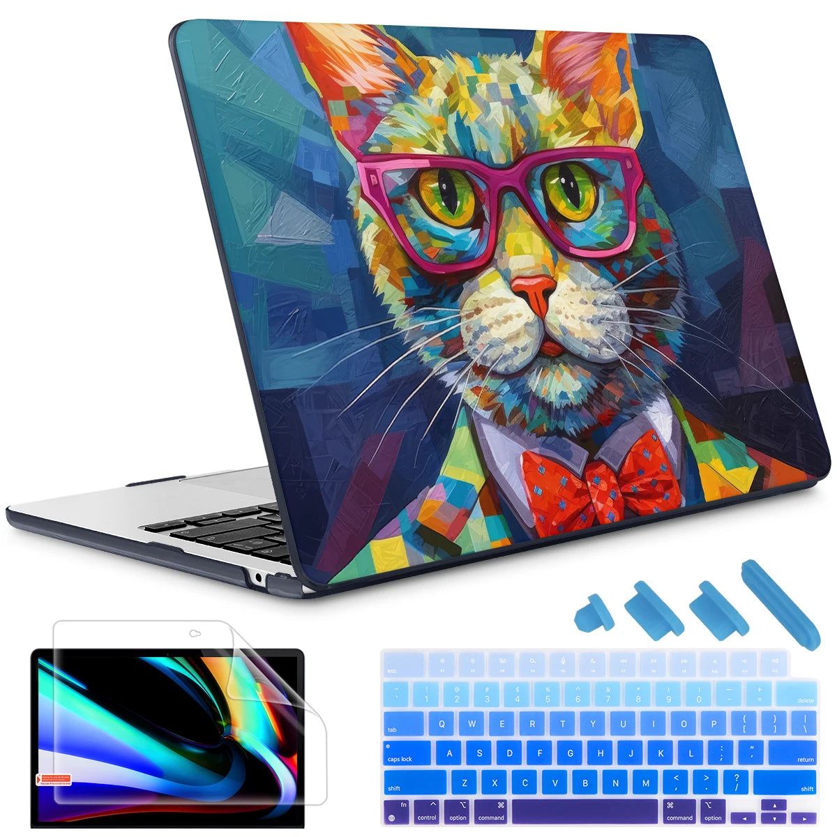 The Crown Cat Hard print case for MacBook 2025 M4 Air Pro 13 14 16 M2 2022 2023 A2681 A2779 A2780 Retina A1502 A2337 M1 A2289