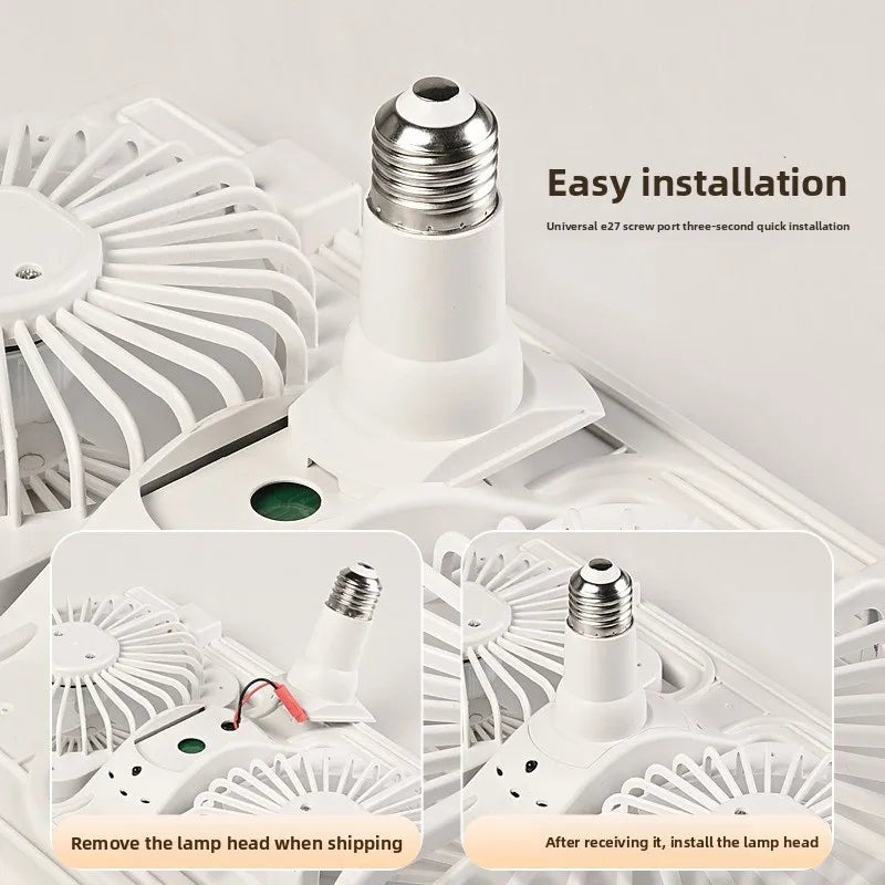 3000K-6000K E27 Ceiling Fan Light with Remote Control Dimming Speed Control Dual Head Fan for Air Circulation Silent Fan Light