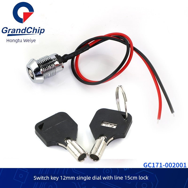 12mm Switch Key with Wire Power Lock Elevator Base Station Lock off/on Telephone Lock Switch Single Dial/Double Dial