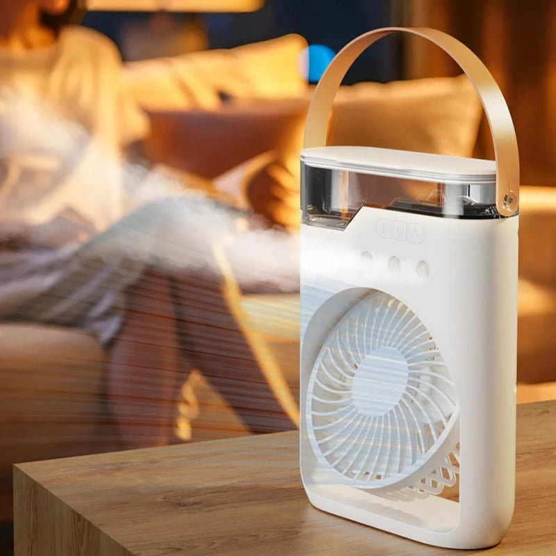 Camping Essential Oil Air Cooler Outdoor Portable Misting Fan with Interchangeable Fragrance Pads,Compact Desktop Cooling System