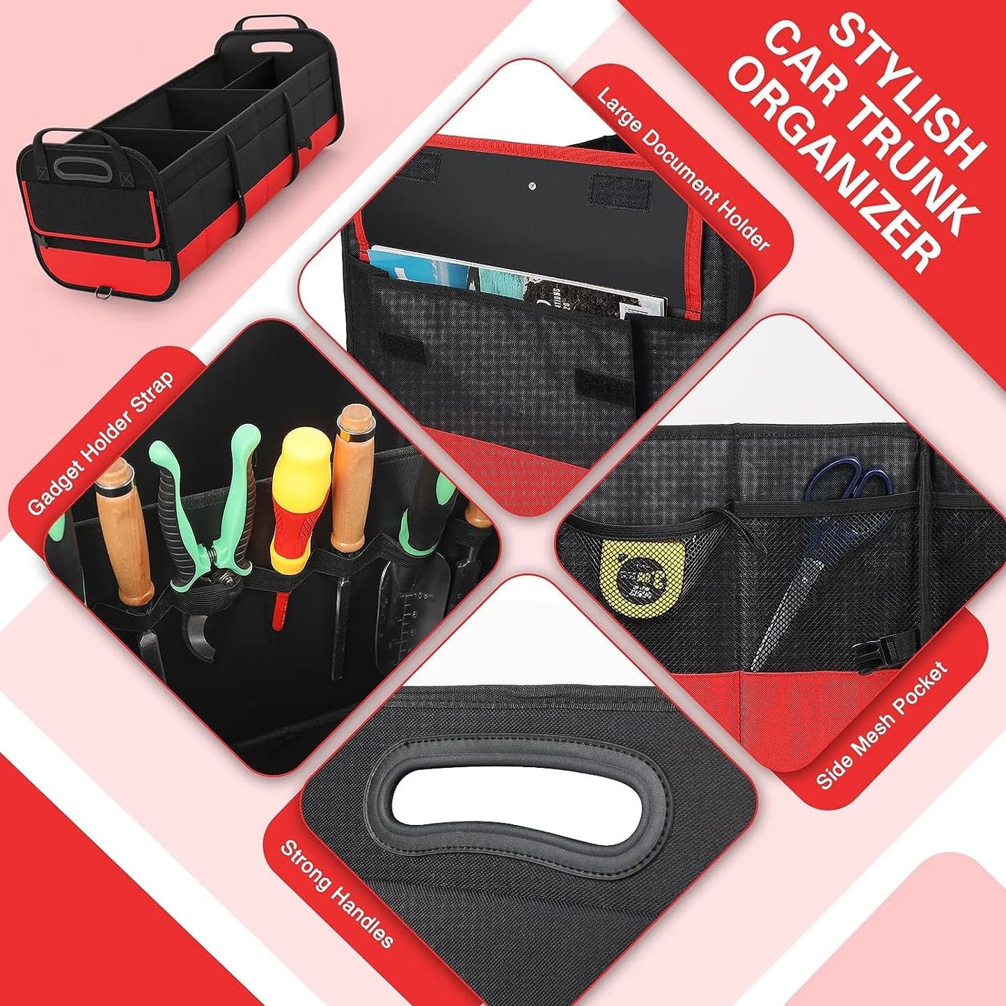 90L Foldable Trunk Storage Box Camping Waterproof Oxford Cloth Easy to Carry for Fishing travel Large-Capacity Car Organizer