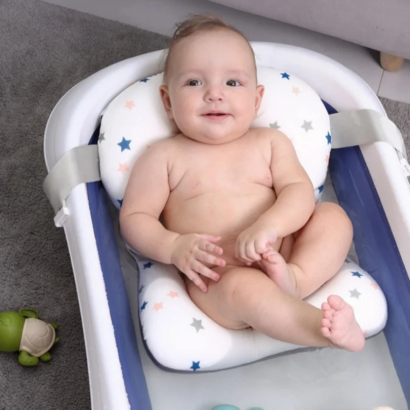 Newborn Bathtub Pad Ajustable Baby Bath Support Seat Mat Shower Cushion Foldable Baby Bath Seat Floating Security Water Pad