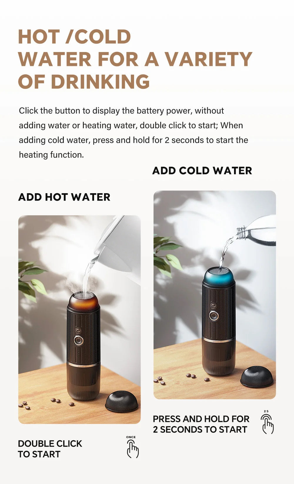 Wireless Portable Heating Espresso Machine Coffee Maker Rechargeable Concentrated Extraction Coffee Machine for Travel Office