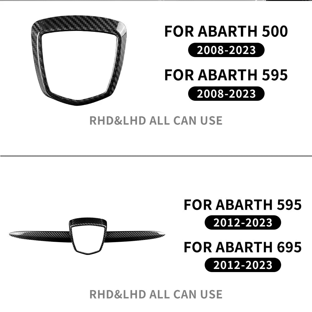 Real Hard Carbon Fiber For Abarth 595 695 2012 2013 2014 2015 2016 2017 2018 2019 2020 2021-2023 Front Badge Whiskers Logo Frame