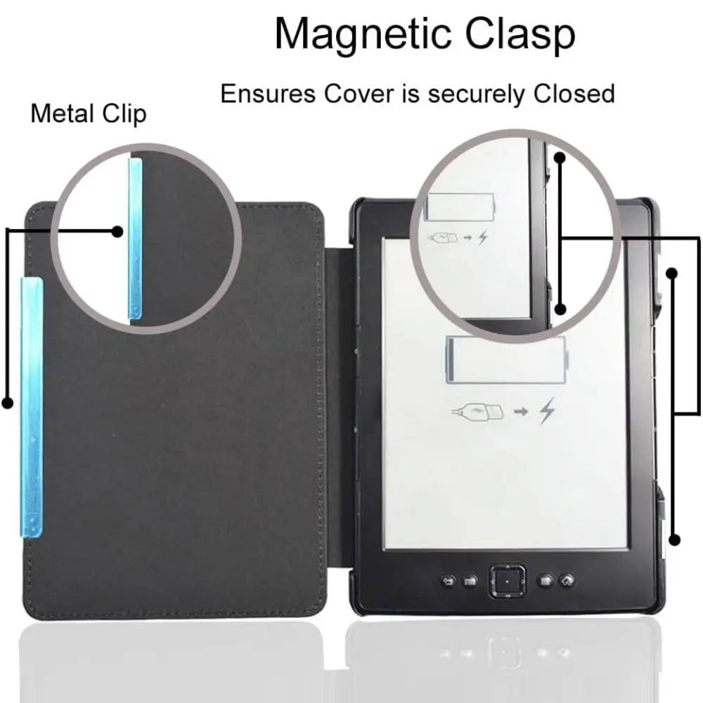 PU Leather Protective Case Magnetic Closure Anti Scratch Folio Cover Ultra Slim for Kindle 5/4th Gen (Model:D01100) 2011