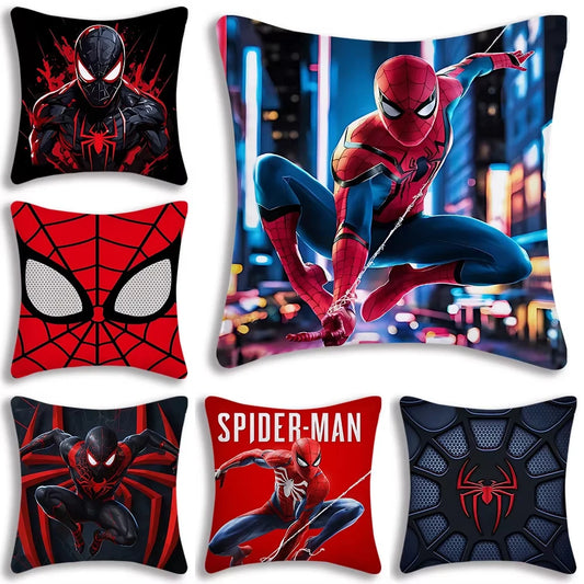 MINISO Cartoon Anime Spider-Man Pillow Covers Decorative Home Double-sided Print Square Pillow Living Room Decoration Pillowcase