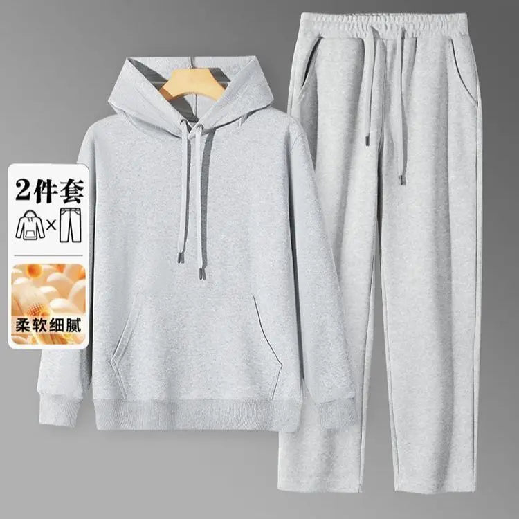 2026 Men's New Straight-Leg Casual Suit Trendy Hooded Sweatshirt and Sweatpants Loose Fit Versatile Casual Autumn Sports Suit