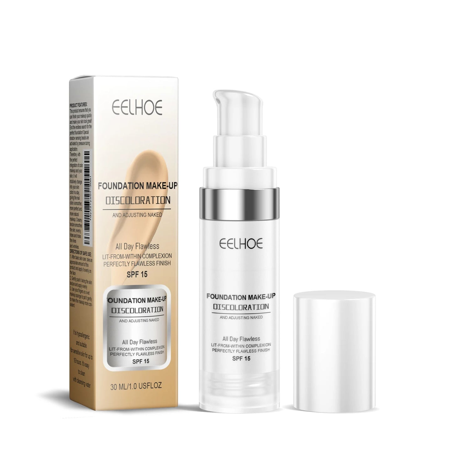 Color Changing Foundation Serum for Natural Glow Lightweight Full Coverage Long Moisturizing Finish 30ml Sensitive Skin Friendly