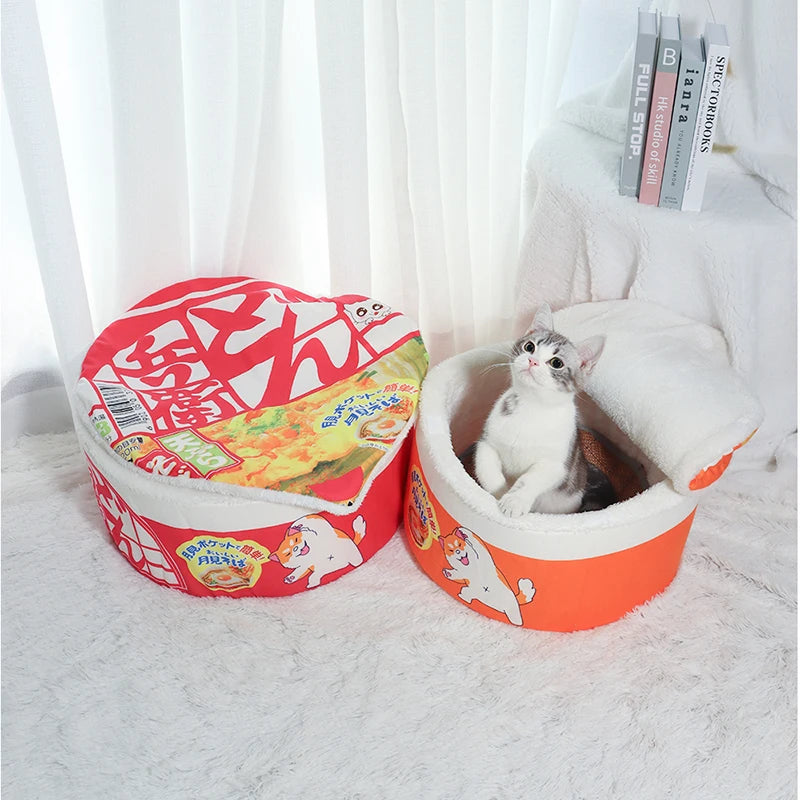 Pet Dog Cat House Kennel Super Large Instant Noodle Warm Dog Cat Nest Beds Cushion Udon Cup Noodle Pet Bed Cozy Nest