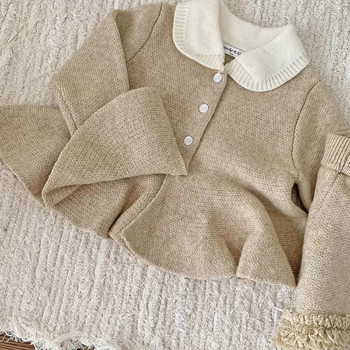 2024 New Autumn Winter Infant Baby Girls Clothing Set Long Sleeved Knitted Cardigan+Shorts Toddler Baby Knitted Clothes Suit