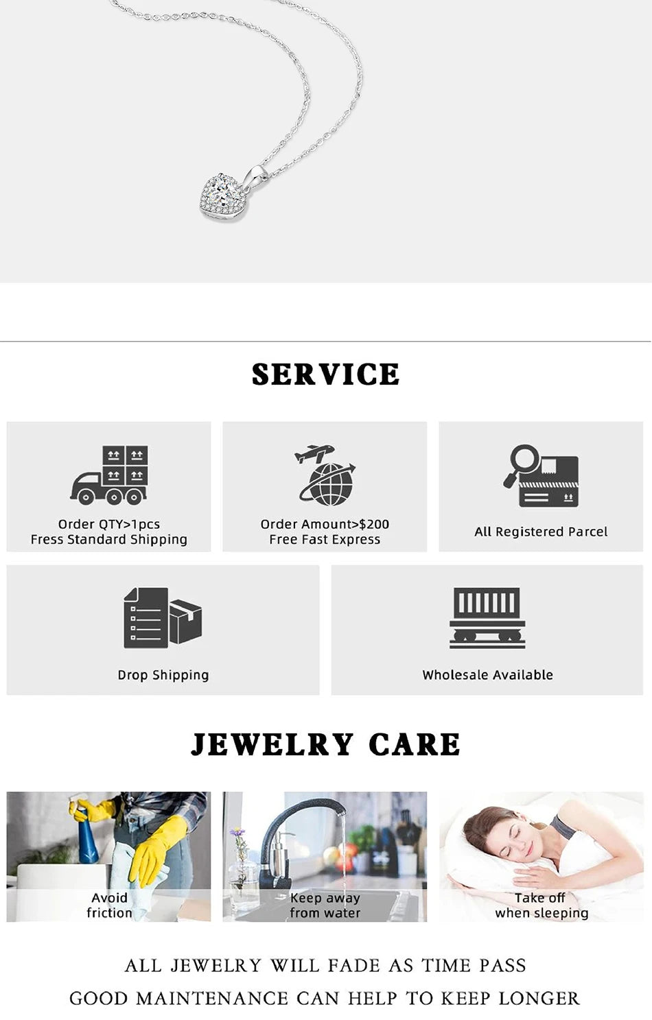 PERFANY 1CT Heart Cut Moissanite Necklace for Women S925 Pure Silver Sparkling Diamond Pendant Fashion Jewelry Party Gift