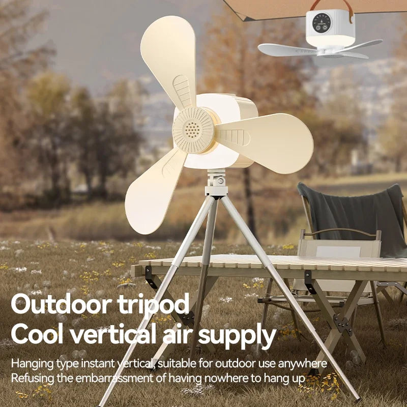 7200mAh Remote Control Timing USB Ceiling Fan 4 Gears Detachable Blade Portable Silent Cooling Outdoor Tripod Tent Camping Fan