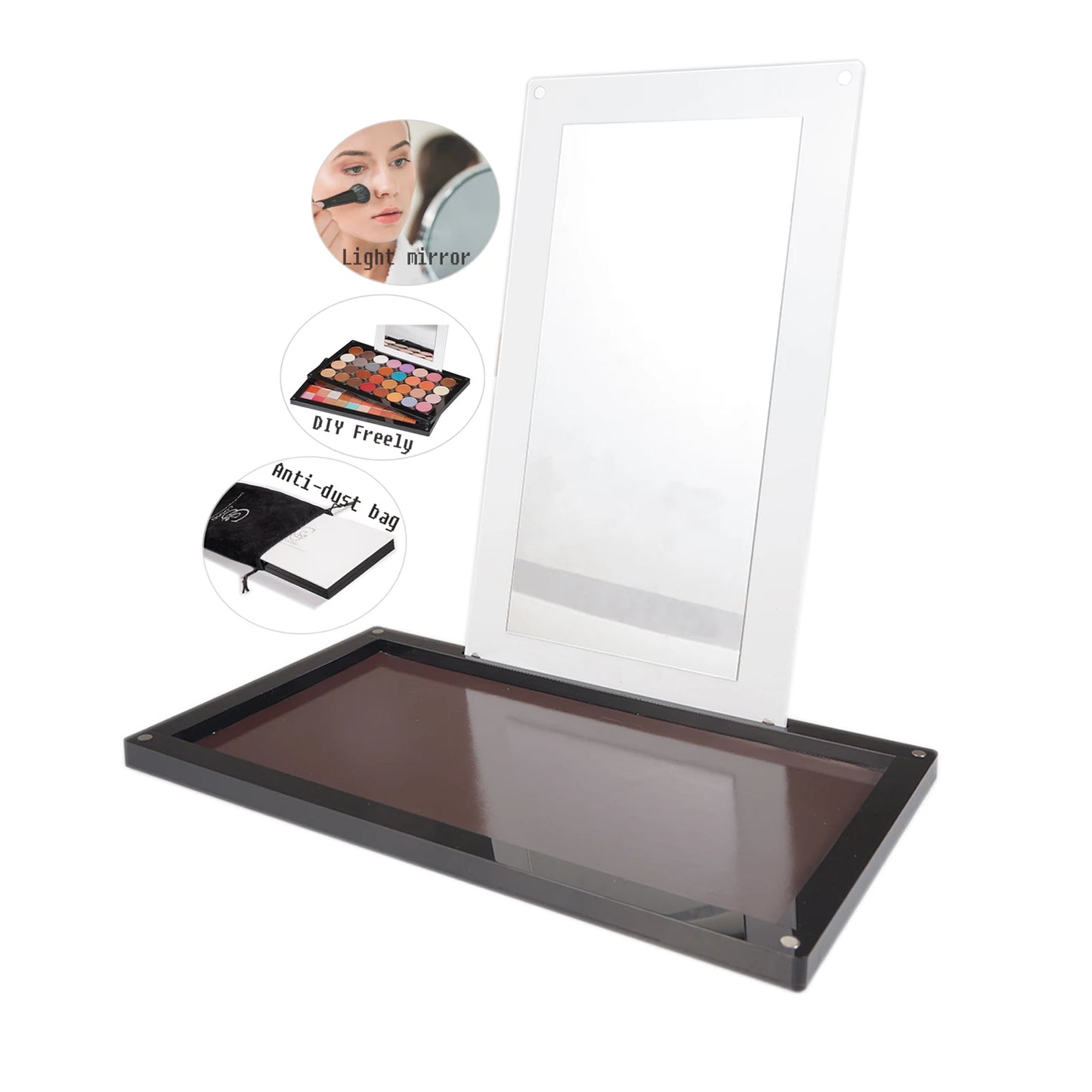 empty magnetic makeup palette acrylic storage box for eyeshadow depotting tool case ,stackable layers with mirror large size