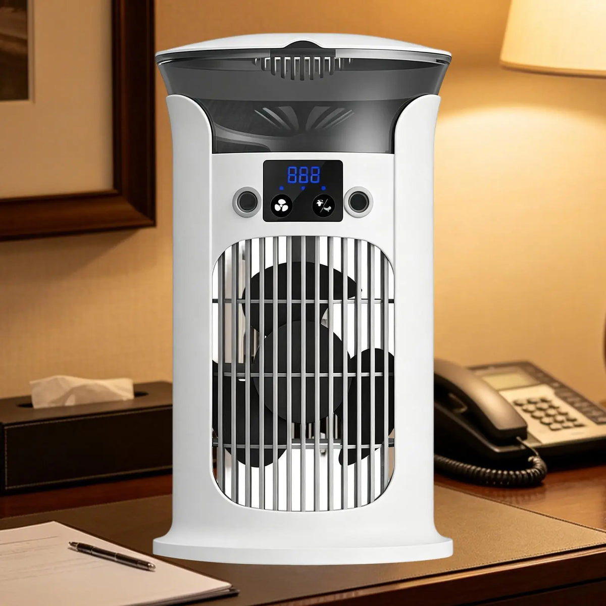 Bedroom Fans Adjustable Portable with Light Personal Tower Fans Standing Desk Fan for Home Living Room Indoor Bedside Office