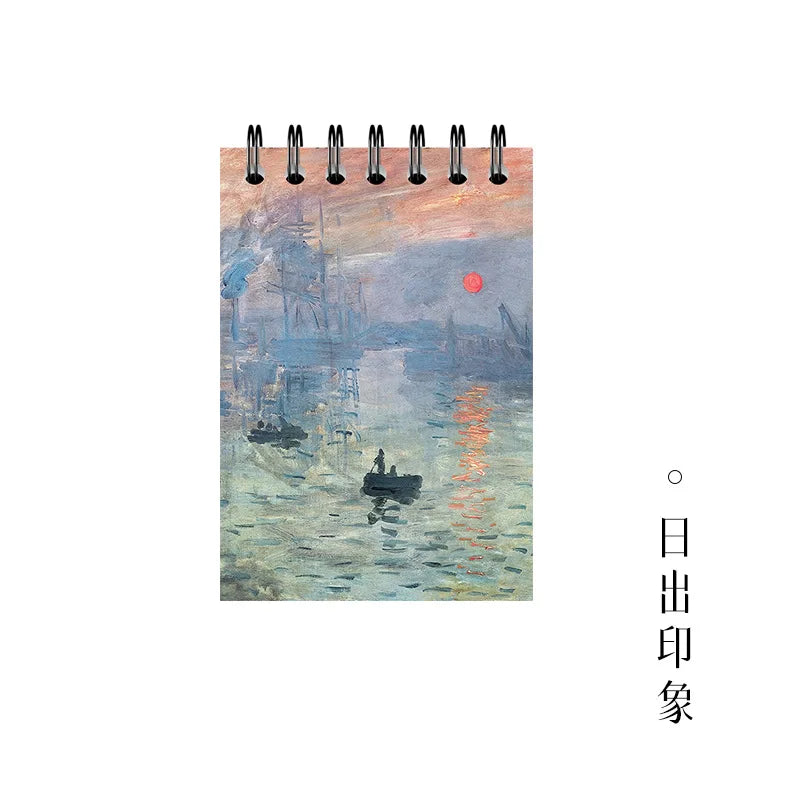 Pocket Notebook Famous Painting Van Gogh Monet Horizontal Line Coil Note Word Book Record Book Journal Diary Planner Stationery