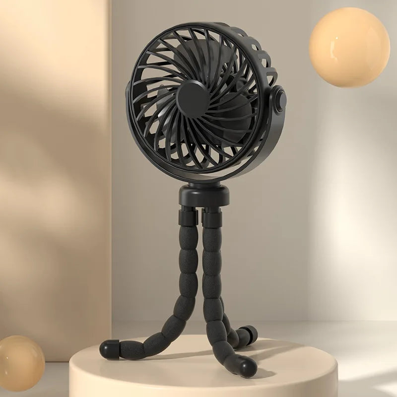 Baby Stroller Fan Mini Portable Outdoor Fan USB 3 Speed Flexible Octopus Fan Tripod Clip on Handheld Fan for Stroller Crib
