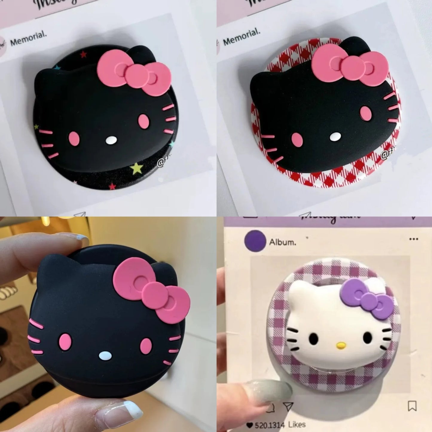 For Magsafe Magnetic Grip Tok Foldable Cartoon Phone Stand Holder 3D Sanrio Hello Kitty Silicone Griptok Bracket
