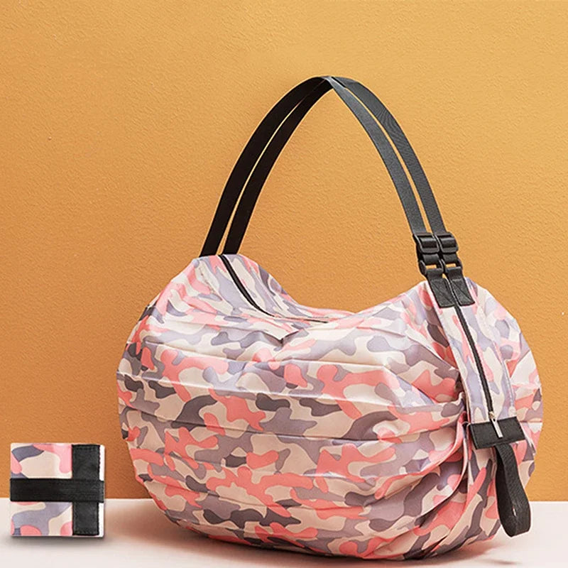 Portable Foldable Camouflage Grocery Tote Large Capacity Reusable Shopping Handbag With Handle Outdoor Travel Storage Bag