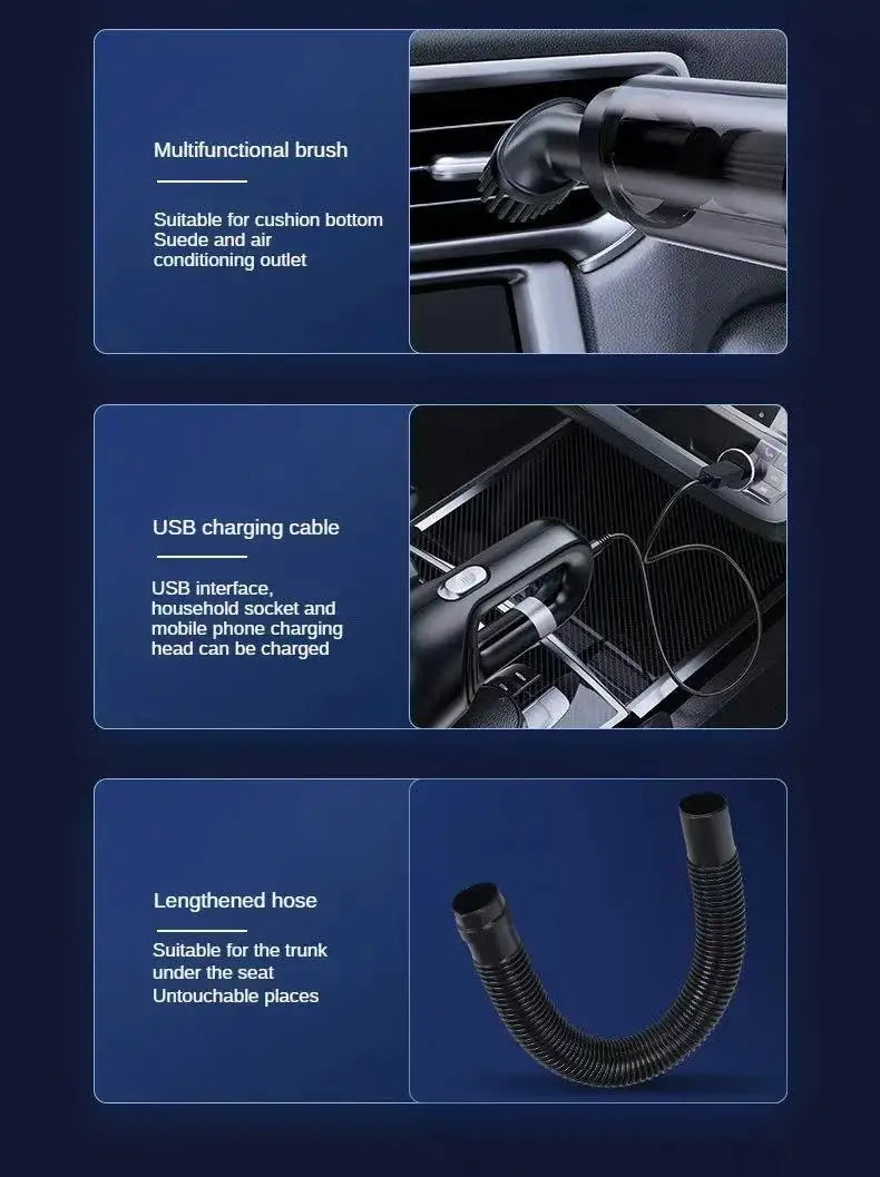 High Suction Handheld Car Vacuum Cleaner Portable Dual Use Household Water Absorption Cleaning Tool for Auto Interior