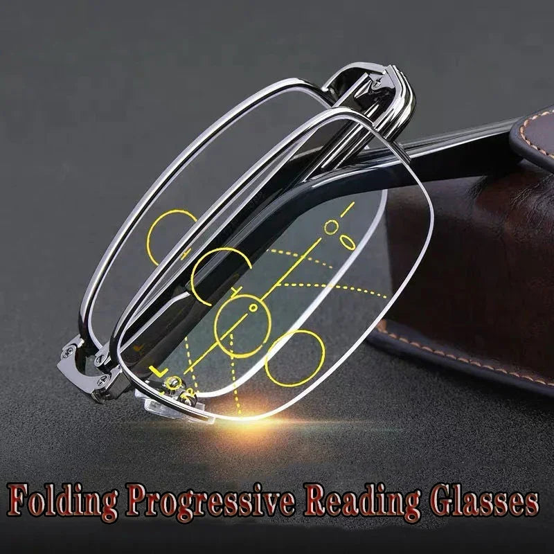 Intelligent Anti Blue Light Hyperopia Eyewear Photochromic Folding Presbyopic Glasses Progressive MultiFocus Reading Eyeglasses