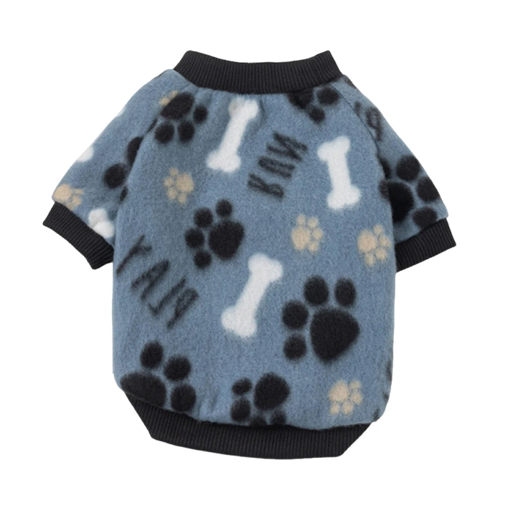 Warm Fleece Pet Pullover Sweater for Cats And Small Dogs Autumn Winter Cat Puppy Clothes Cute Printed Kitten Costume Outfits