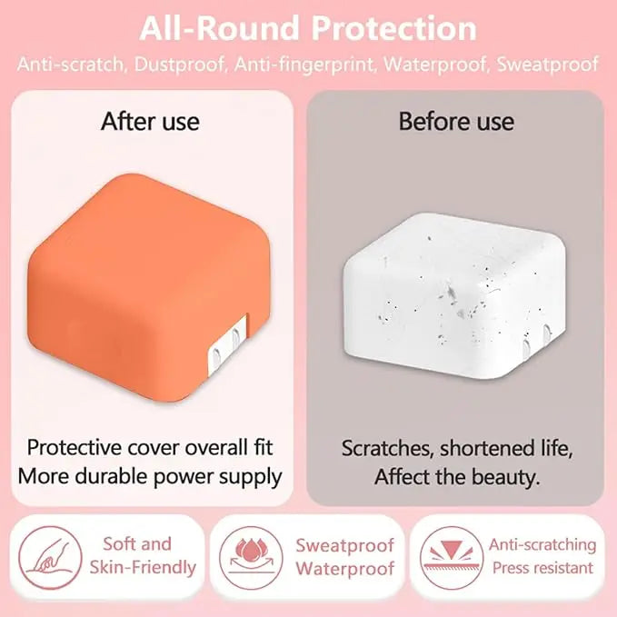 Soft Silicone Charger Protector Case 40W Dynamic Power Adapter Sleeve Cover for iPhone 17/16 for MacBook Air M4 M3 M2 M1 Charger