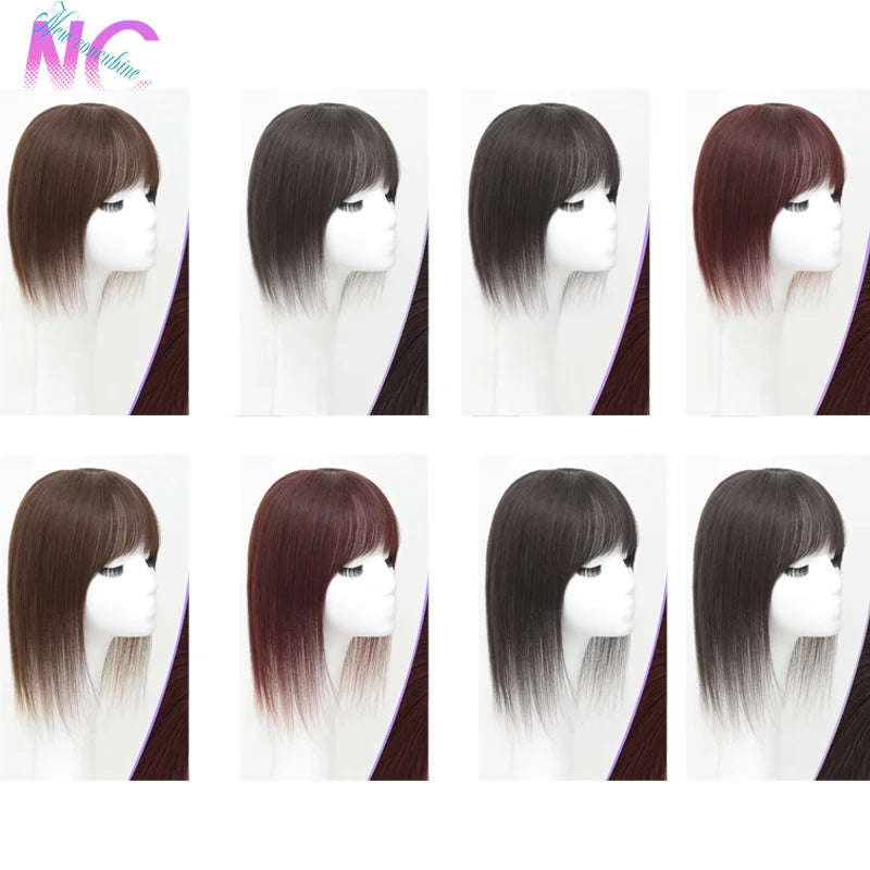 Synthetic Topper Hair Piece  Extension Wigs For Women Clip-on Natural Clip In Straight Wig With Bangs Black High Quality