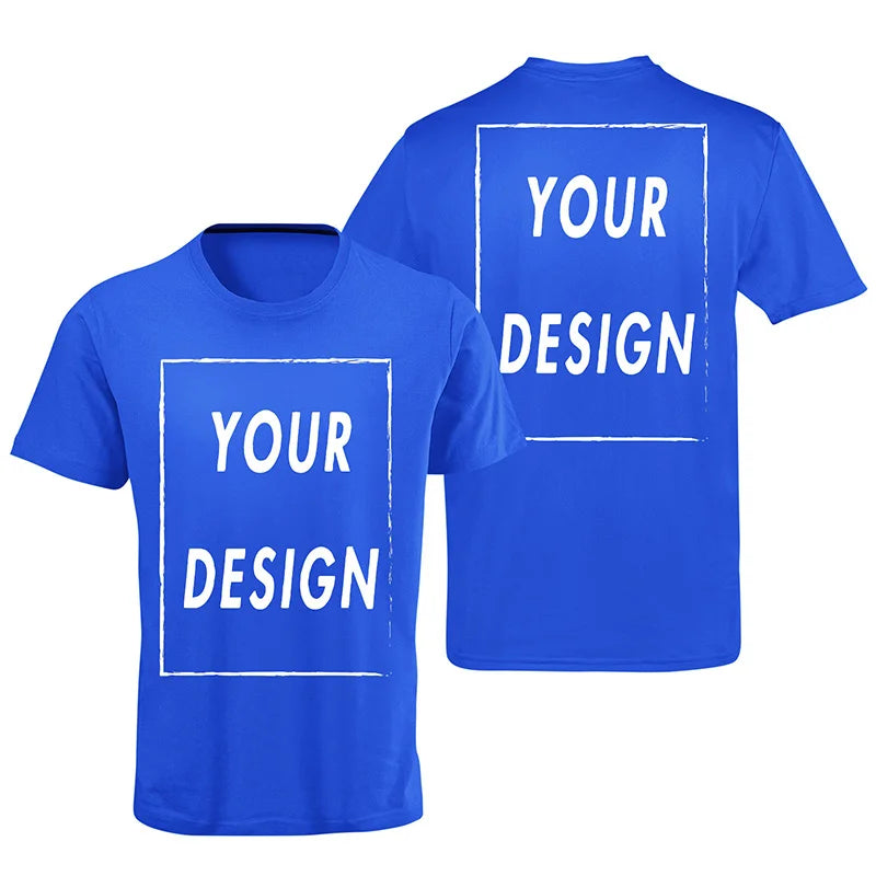 Men's customized T-shirt with their own logo, text, and photos printed on the front and back, customized high-end gifts, Europea