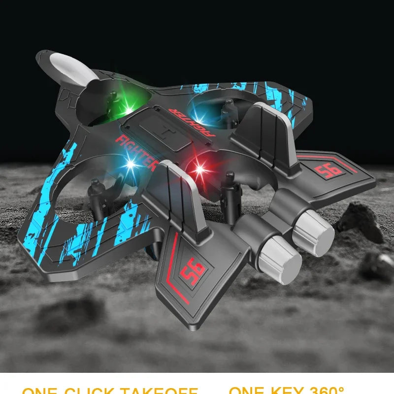 RC Fighter Airplane Mini Drone Remote Control Jet Plane Stunt Drone for Adults & Kids Toy with Light