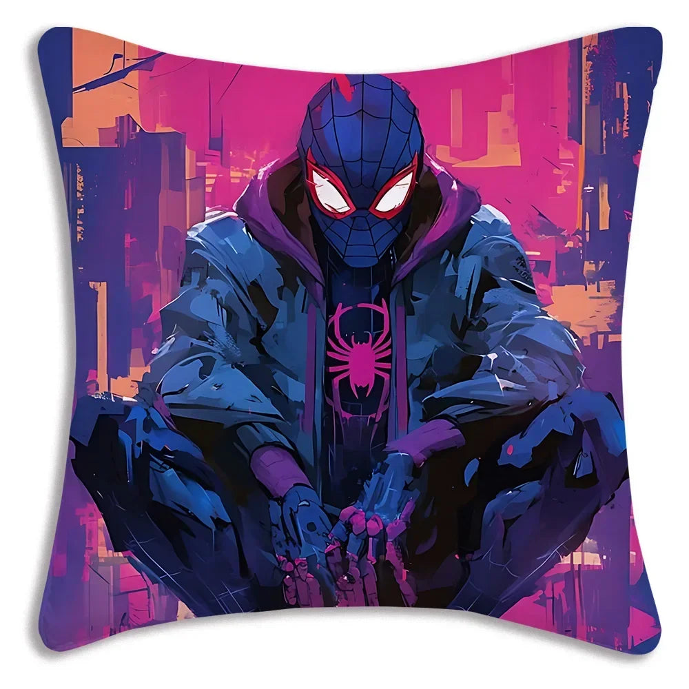 Black White Cool Pillow Covers Sofa Decorative Home HOT Marvels Spiders Man Double-sided Printing Short Plush Cute Cushion Cover
